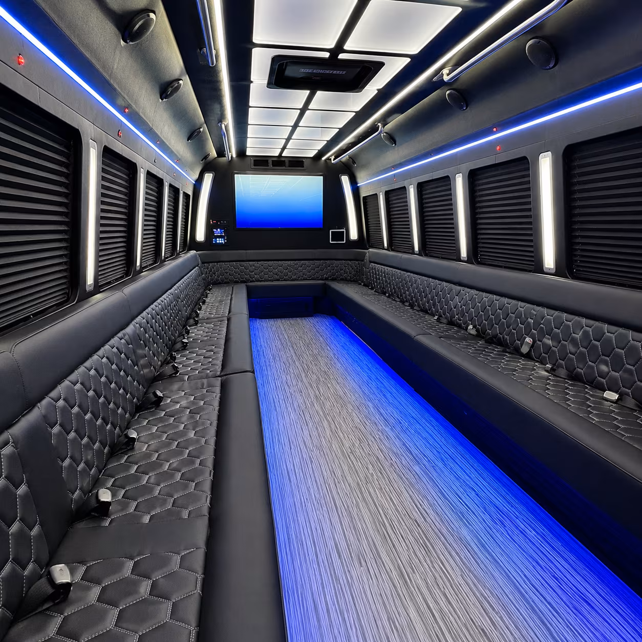gastonia 50 passenger party bus inside